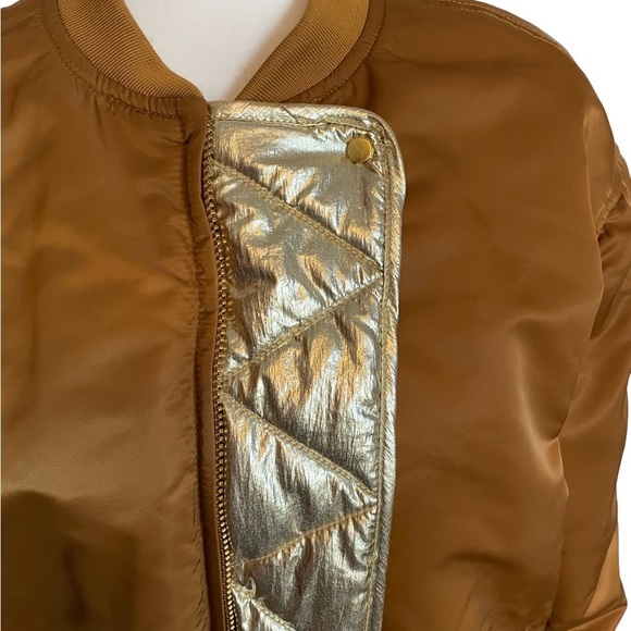 Gold and Brown Women's Bomber Jacket - Picture 2 of 13